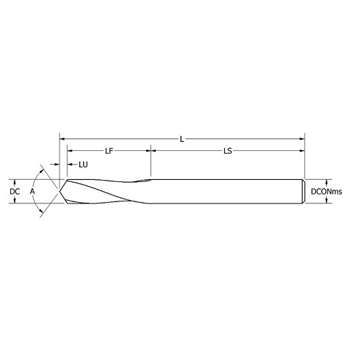 KEO Cutters KEO 103-034380-TIN Spotting Drill, 3/8 in Dia, 2-1/2 in Overall Length, Carbide, Bright