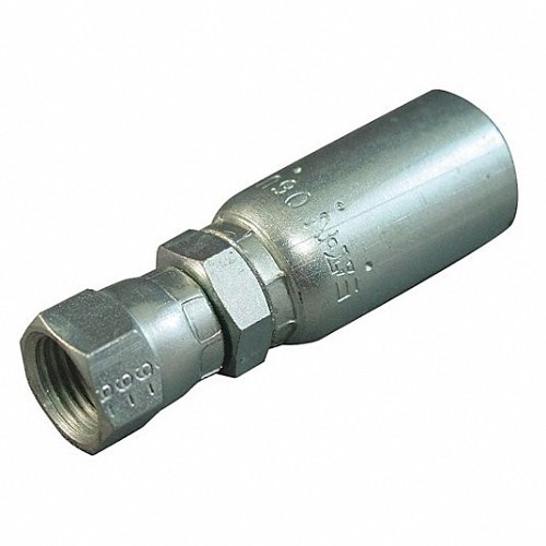 KURT FJX-06-08 Hydraulic Crimp Fitting, 3/8 in Nominal, 37 deg JIC Female Swivel x Hose End, Carbon Steel