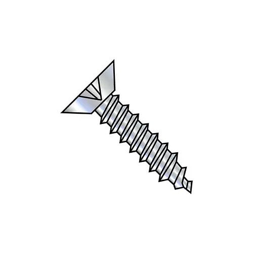 Kanebridge 0406ABPU Sheet Metal Screw, Measurement System: Imperial, #4-24, Flat, Phillips Drive, Zinc Plated, 3/8 in Drive