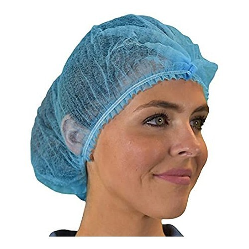 Keystone® Adjustable Cap 111NWI-10-24-BLUE Bouffant Cap, Disposable, Blue, Polypropylene Pleated, 24 in Dia