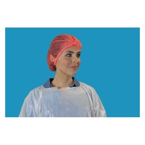 Keystone® Adjustable Cap 111NWI-10-24-RED Bouffant Cap, Disposable, White, Polypropylene Pleated, 24 in Dia