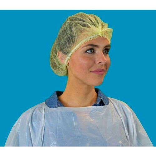 Keystone® Adjustable Cap 111NWI-10-24-YELLOW Bouffant Cap, Disposable, Yellow, Polypropylene Pleated, 24 in Dia