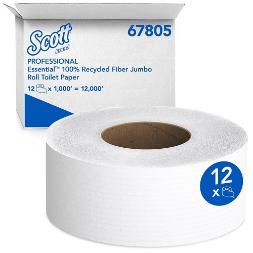 Kimberly-Clark Professional™ Scott® Essential 01010 Paper Towel Roll, Jumbo Toilet, 3.27 in, 2 Ply, SO Paper, White, 3.27 in Width