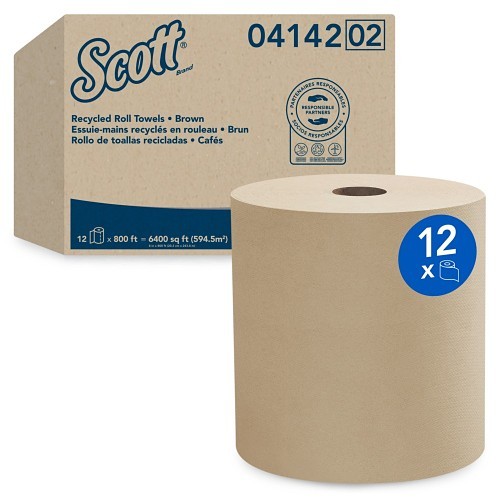 Kimberly-Clark Professional™ Scott® 17713 Paper Towel Roll, Recycled Fiber Hard, 8 in, 1 Ply, Paper, Brown, 8 in Width