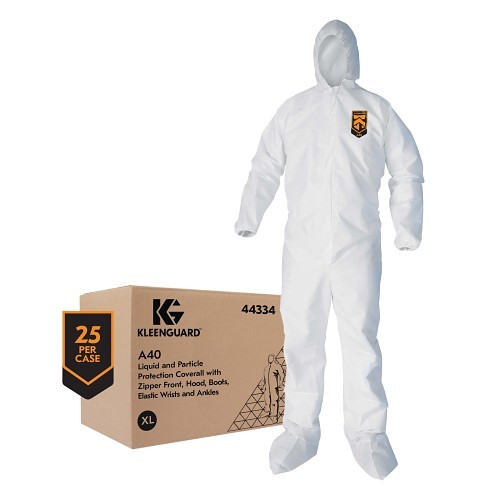 Kimberly-Clark Professional™ KleenGuard™ 46106 Protection Disposable Coverall, 3X-Large, White, SMS Fabric, 31-3/4 in Chest, 42 in Inseam Length