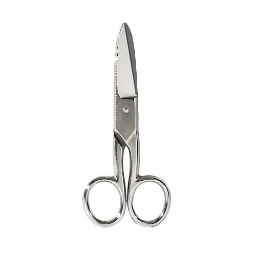 Klein® 2100-7 Heavy Duty Electrician's Scissor, 1-7/8 in L of Cut, 5-1/4 in OAL, Blunt Tip, Serrated Edge, Tempered Steel Blade, Steel Handle, Right Hand