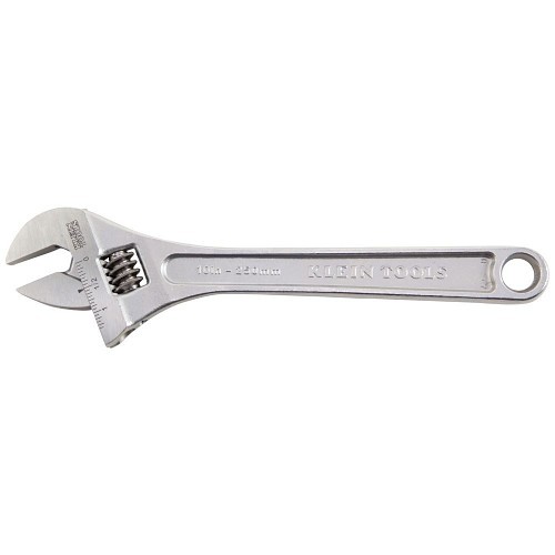 Klein® D507-10 Adjustable Wrench, 1.3125 in Wrench Opening, 10-1/8 in Overall Length, Alloy Steel Jaw, Chrome Plated