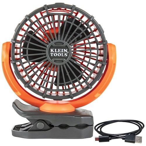 Klein® PJSFM1 Jobsite Cordless Fan, 5 V, 2 Speed, Center, at17.7 in (45 Cm), High Min 10.5 ft/Sec (3.2 M/Sec), Low Min 8.2 ft/Sec (2.5 M/Sec)