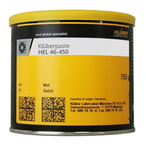 Kluberpaste HEL46-450 Dry Lubricant, 750 g, Can, Paste, Black