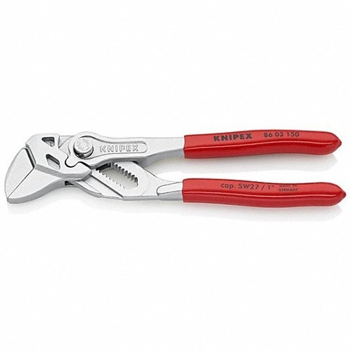 Knipex® KNI8603150 Plier Wrench, Tongue & Groove Pliers, Flat Jaw, 8 mm Thik Jaw, Zero Backlash Jaw Surface, 6 in Overall Length