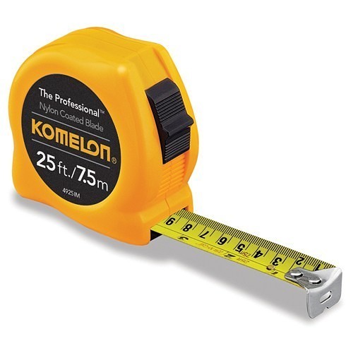 Komelon® MZ554925IM Measuring Tape, 30 ft Blade Length, 1 in Blade Width, Steel Blade, Graduations: Eng/Metric