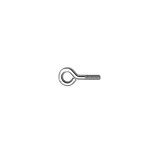 Eye Bolt, Imperial, #8-32 Diameter - Thread Size, 1-1/8 in Shank Length, Bent Wire, Zinc Plated Finish