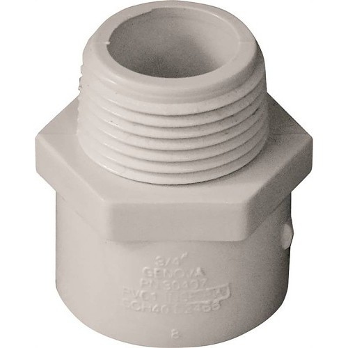 Lasco® 6150643 Pipe Adapter, 3/4 in Nominal, Slip x MNPT, SCH 40/STD Schedule, 480 psi Pressure, PVC