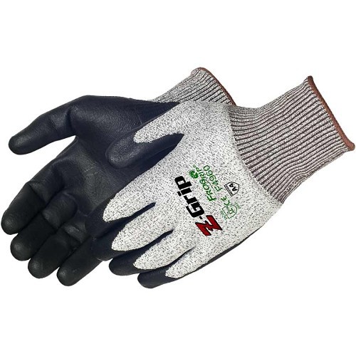 Liberty Glove Z-GRIP™ F4960M Cut Resistant Gloves, Medium, #8, Polyurethane Coating, 13 ga HPPE/Seamless Knit, Elastic Knit Wrist Cuff, ANSI Cut-Resistance Level: A3, ANSI Puncture-Resistance Level: 3, Left and Right Hand, Salt & Pepper/Black