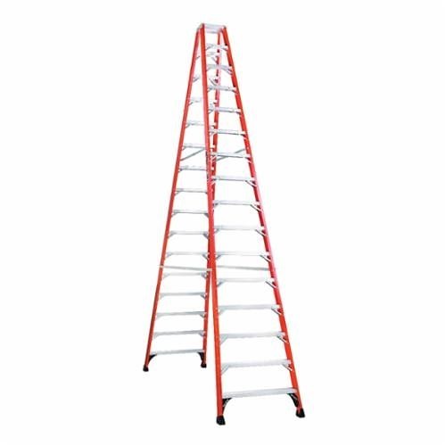 Louisville® FM1416HD FM1400HD Ribbed Type IAA Twin Front Ladder, 16 ft H Ladder, 375 lb Load, 15 Steps, Fiberglass, A14.5