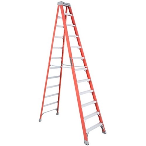 Louisville® FS1512 Type IA Standard Step Ladder, 12 ft H Ladder, 300 lb Load, 11 Steps, Fiberglass