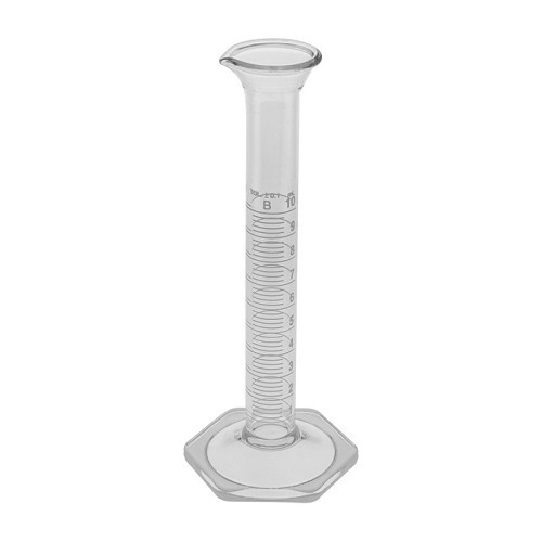 Graduated Cylinder, 10 mL, Graduations: 0.2 ml, 5/8 in Dia, Borosilicate Glass