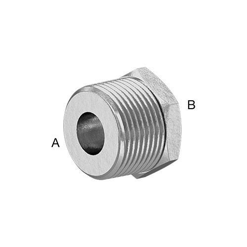 Bushing Adapter, 1 x 3/8 in Nominal, FNPT, 3000 lb, SCH 80, Stainless Steel, Domestic, 1-5/16 in Hex, 1 in Length, 2500 psi