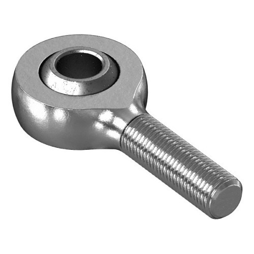 Ball Joint Rod End, 3/8 in Bore Dia, 1.102 in Outside Dia, 0.504 in Width, 4850 lb Load, Carbon Steel/Polyurethane Rubber Insert