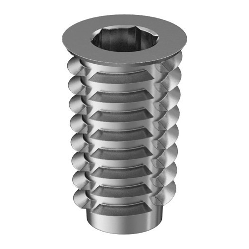 Flanged Tapping Insert, 1/4-20 Thread, 25/32 in Overall Length, Zinc Alloy