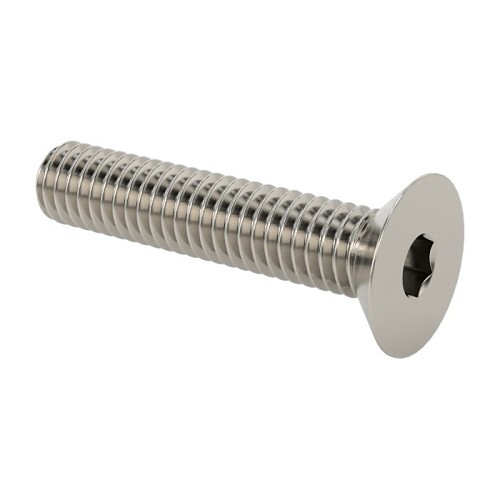 Cap Screw, M4 x 0.7, 20 mm Overall Length, 18-8 Stainless Steel, Flat Head, Passivated, Hex Socket Drive
