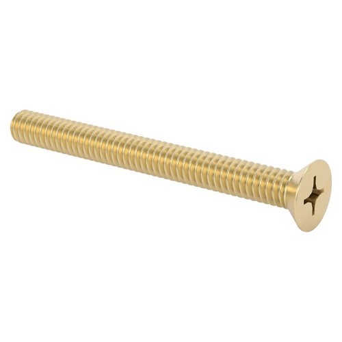 Flat Head Screw, Measurement System: Imperial, 1/4-20, 2-1/2 in Overall Length, Flat, Brass