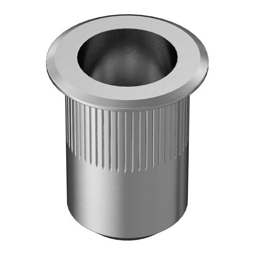 Rivet Nut, Ribbed, Aluminum, 5/16-18 Thread, 0.805 in Length