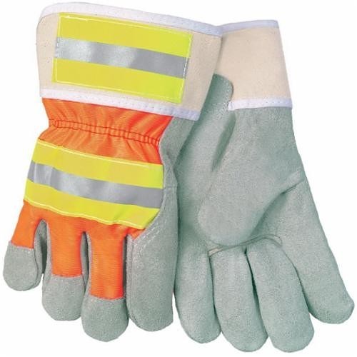 MCR Safety 12440R-XL Work Gloves, Gunn Glove Type, Wing Thumb, X-Large, #10, Cowhide Leather Palm, Gray, Duke Safety Cuff, Uncoated, Fleece