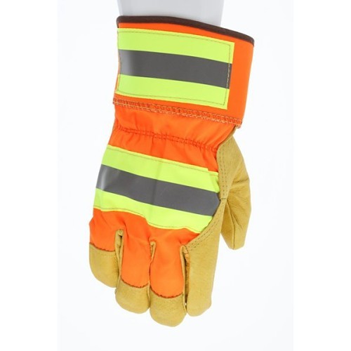 MCR Safety 19251XL Work Gloves, Wing Thumb, X-Large, #10, Pigskin Palm, Brown/Gold/Orange, Safety Cuff Cuff, Uncoated, Resists: Abrasion, Cotton