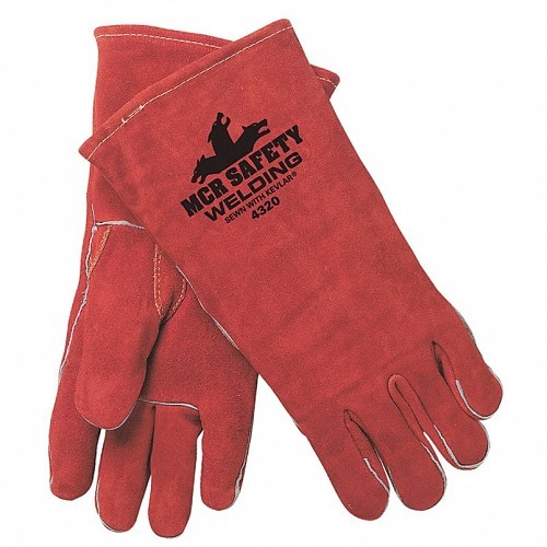 MCR Safety 4320 MIG/TIG Welding Gloves, X-Large, #10, Split Select Shoulder Cow Skin Leather, Russet, Fleece, Gauntlet Cuff, 13.62 in Length, 1.1 - 1.6 mm Glove Material Thickness, Standard Finger/Straight Thumb