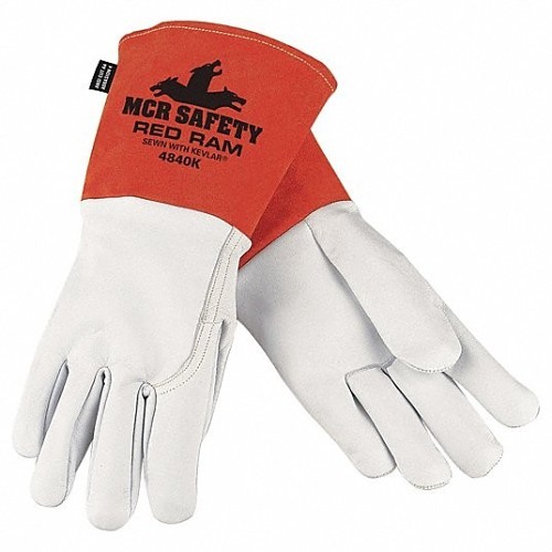 MCR Safety 4840KXL Welding Gloves, X-Large, #10, Leather, Brown/White, Kevlar, Gauntlet Cuff, 6 in Length, Left and Right