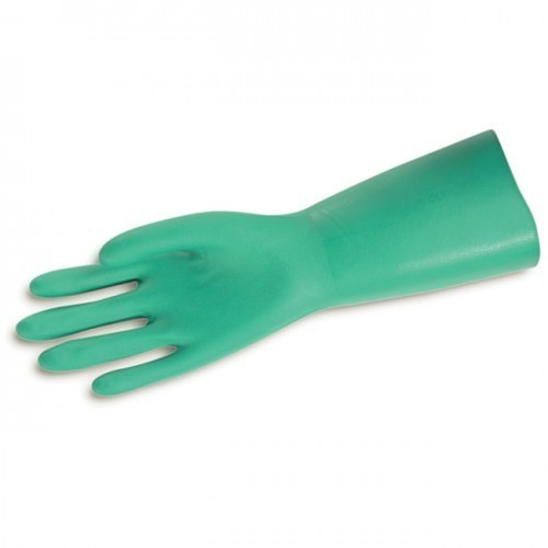 MCR Safety 5311 Chemical Resistant Gloves, 2X-Large, #11, Nitrile, Green, Unlined, 13 in Length, Resists: Abrasion, Chemicals, Oils, Unsupported, Straight Cuff, 11 mil Thickness, Textured Grip