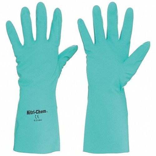 MCR Safety 5321U Chemical Resistant Gloves, 2X-Large, #11, Nitrile, Green, Unlined, 13 in Length, Resists: Abrasion, Chemicals, Oils, Unsupported, Straight Cuff, 15 mil Thickness, Diamond Grip
