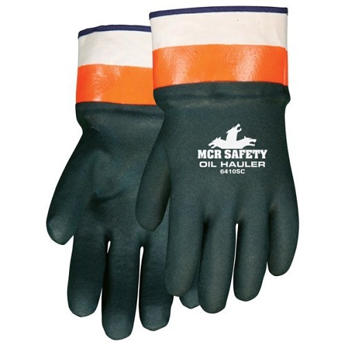 MCR Safety 6410SC Work Gloves, Smooth Grip, Large, #9, Orange/Green, Safety Cuff Cuff, PVC, Jersey