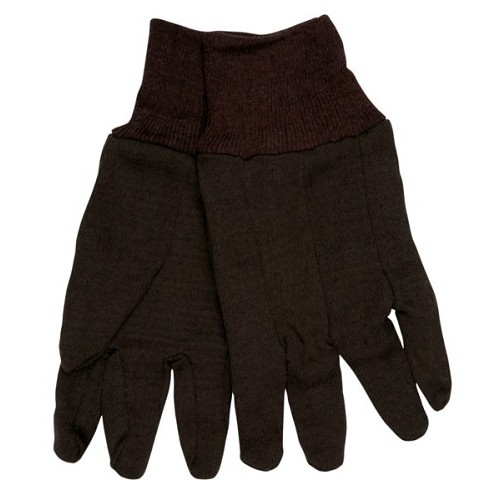 MCR Safety 7100C Work Gloves, Straight Thumb, Large, #9, Cotton/Polyester, Brown, Knit Wrist Cuff
