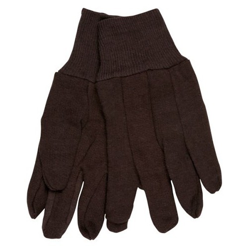 MCR Safety 7100P Work Gloves, Straight Thumb, Large, #9, Cotton/Polyester, Brown, Knit Wrist Cuff