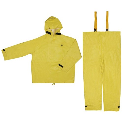 MCR Safety 8402M Rain Suit, Medium, Yellow, Neoprene / Nylon, 46 in Waist, 30 in Inseam Length, Attached Hood, 56 in Chest