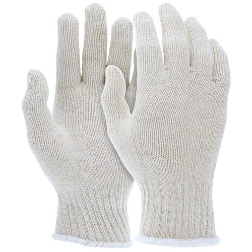 MCR Safety 9500MM Work Gloves, String Knit, Reversible, Medium, #8, Cotton/Polyester, White/Natural, Knit Wrist Cuff, Uncoated, Unlined