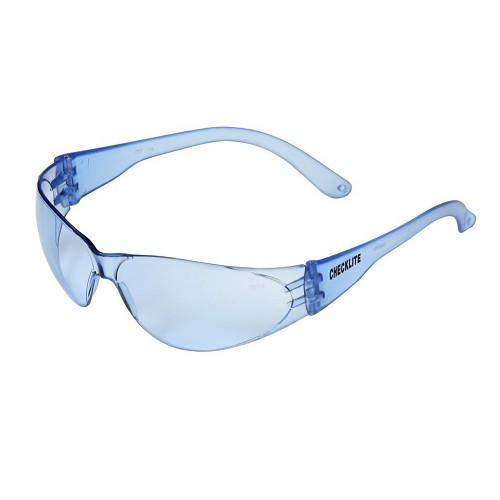 MCR Safety Checklite® CL113 Safety Glasses, Duramass Hard Coat Lens Coating, Light Blue Lens, Light Blue Frame, Polycarbonate Frame, Polycarbonate Lens, Small