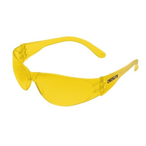 MCR Safety Checklite® CL114 Safety Glasses, Duramass Hard Coat Lens Coating, Amber Lens, Amber Frame, Polycarbonate Frame, Polycarbonate Lens, Small