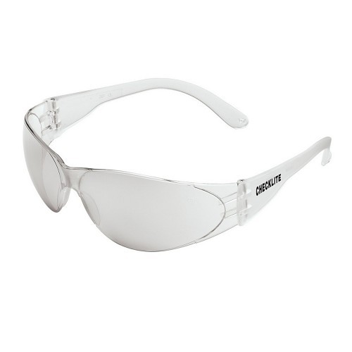 MCR Safety Checklite® CL119 Safety Glasses, Duramass Hard Coat Lens Coating, I/O Clear Mirror Lens, Clear Frame, Polycarbonate Frame, Polycarbonate Lens, Small