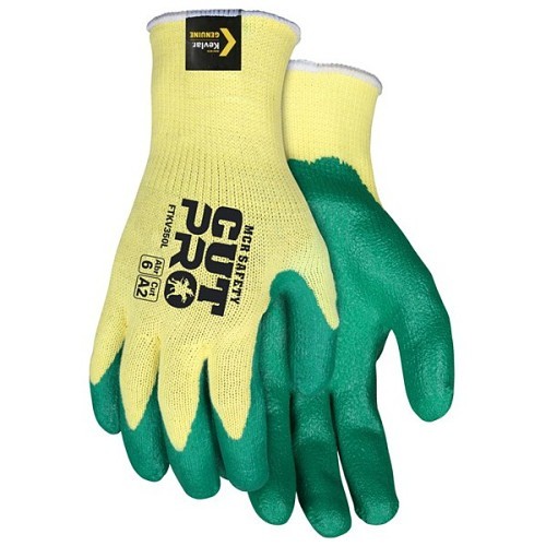 MCR Safety Cut Pro® FTKV350XL Work Gloves, X-Large, #10, Kevlar®, Green, Knit Wrist Cuff, Nitrile, Resists: Cut