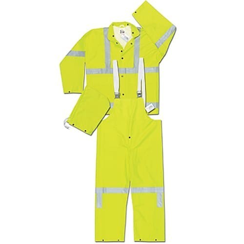 MCR Safety MCR2083SRL Rainsuit, Large, Lime Green, Polyester/PVC, Detachable, 54 in Chest