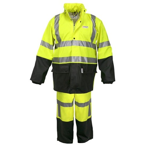 MCR Safety MCR5182SL Rainsuit, Large, Fluorescent Lime, Polyurethane, Detachable