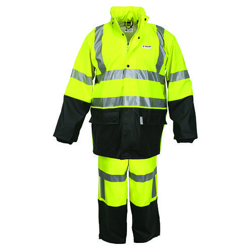 MCR Safety MCR5182SM Rainsuit, Medium, Fluorescent Lime, Polyurethane, Detachable