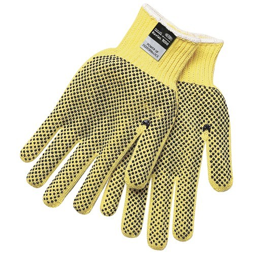MCR Safety 9366XS Cut Pro® Work Gloves, X-Small, #6, Yellow, 7-Gauge DuPont™ Kevlar® Shell, PVC Dots on 2 Sides, Kevlar, Knit Wrist Cuff, A3 ANSI Cut-Resistance Level