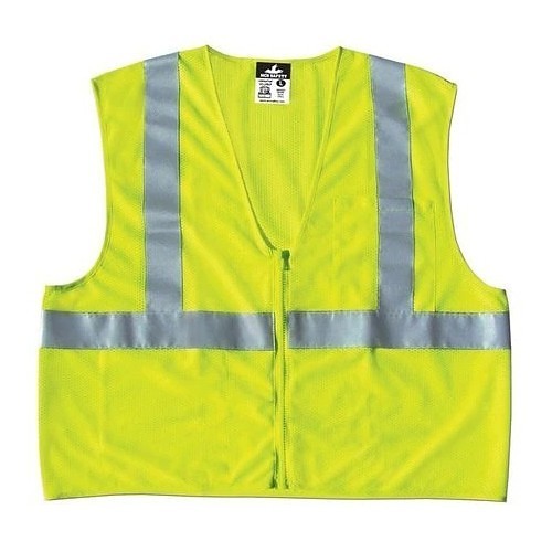 MCR Safety MCRVCL3SLXXL Safety Vest, 2X-Large, Hi-Viz Fluorescent Lime/Orange, Polyester Mesh, Hook & Loop Front Closure, 2 Pockets, ANSI Class: ANSI/ISEA 107 Type R Class 2