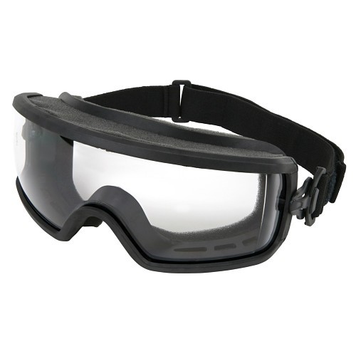 MCR Safety PD1210AF Protective Goggle, Duramass Anti-Fog Lens Coating, Clear Lens, Elastic Strap, ANSI/ISEA Z87.1 D4, Black Frame