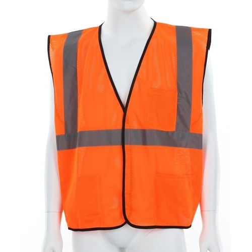 MCR Safety Luminator™ VCL2MOZM Safety Vest, Medium, Hi-Viz Fluorescent Orange, Polyester Mesh, Hook & Loop Front Closure, 3 Pockets, ANSI Class: ANSI/ISEA 107 Type R Class 2