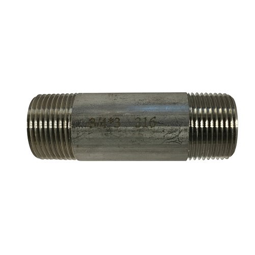 MIDLAND INDUSTRIES 48083 Pipe Nipple, 3/4-14 Nominal, MNPT End Style, 2-1/2 in Length, 304 Stainless Steel, SCH 40/STD Schedule, Welded Method of Manufacture